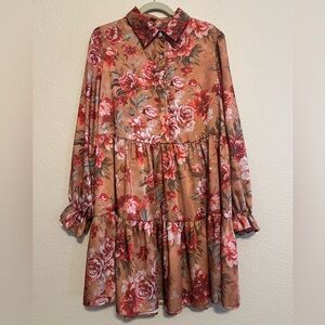 Boho Floral Button-Up Dress
